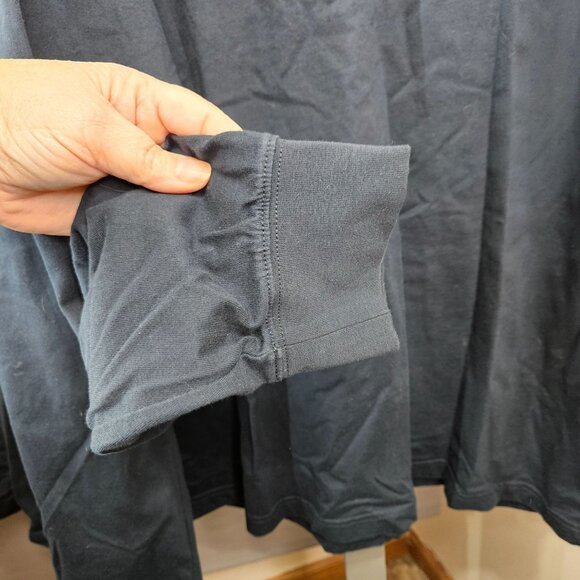 Men Shirt Top Mock Turtle Neck LL Bean L Casual Business Cotton Blue Solid Lot 2 - Picture 7 of 7